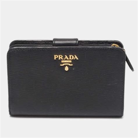 prada vitello move compact wallet black|Prada Black Vitello Move Leather Logo Bifold Compact Wallet.